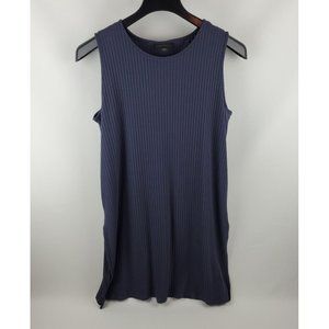 J Jill Womens Tank Dress Ribbed Side Split Pullover Navy Medium KTP200641